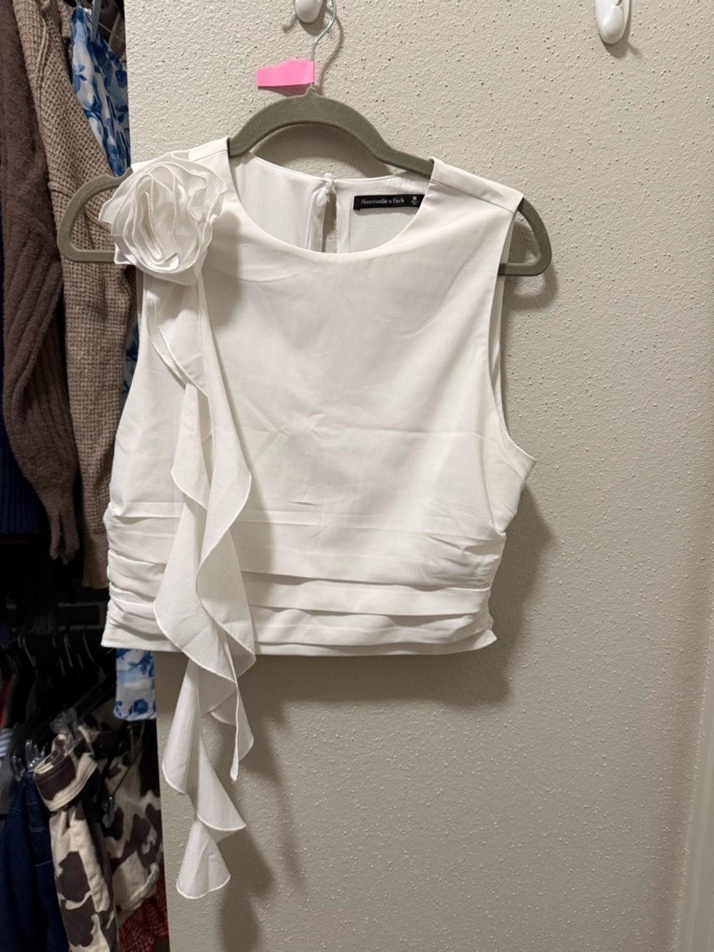 Abercrombie & Fitch White Floral-Accent Sleeveless Crop Top and Skirt Set